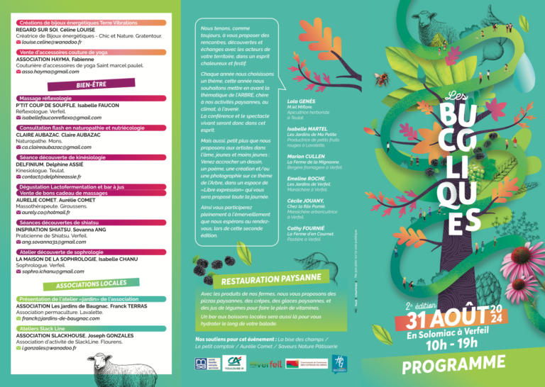 Les Bucoliques Saison 2 : Le Programme ! à Verfeil le 31 aout 2024 !